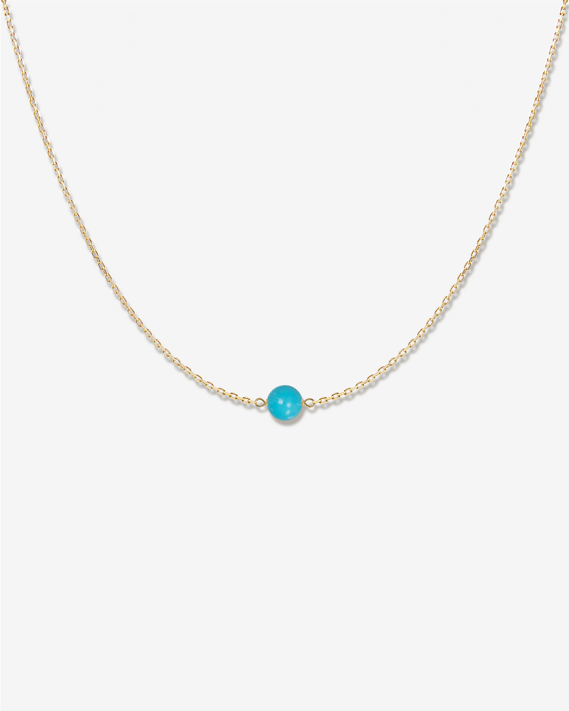 Aqua Halskette Nahaufnahme, Türkis in 14 Karat Gelbgold, KONI Design