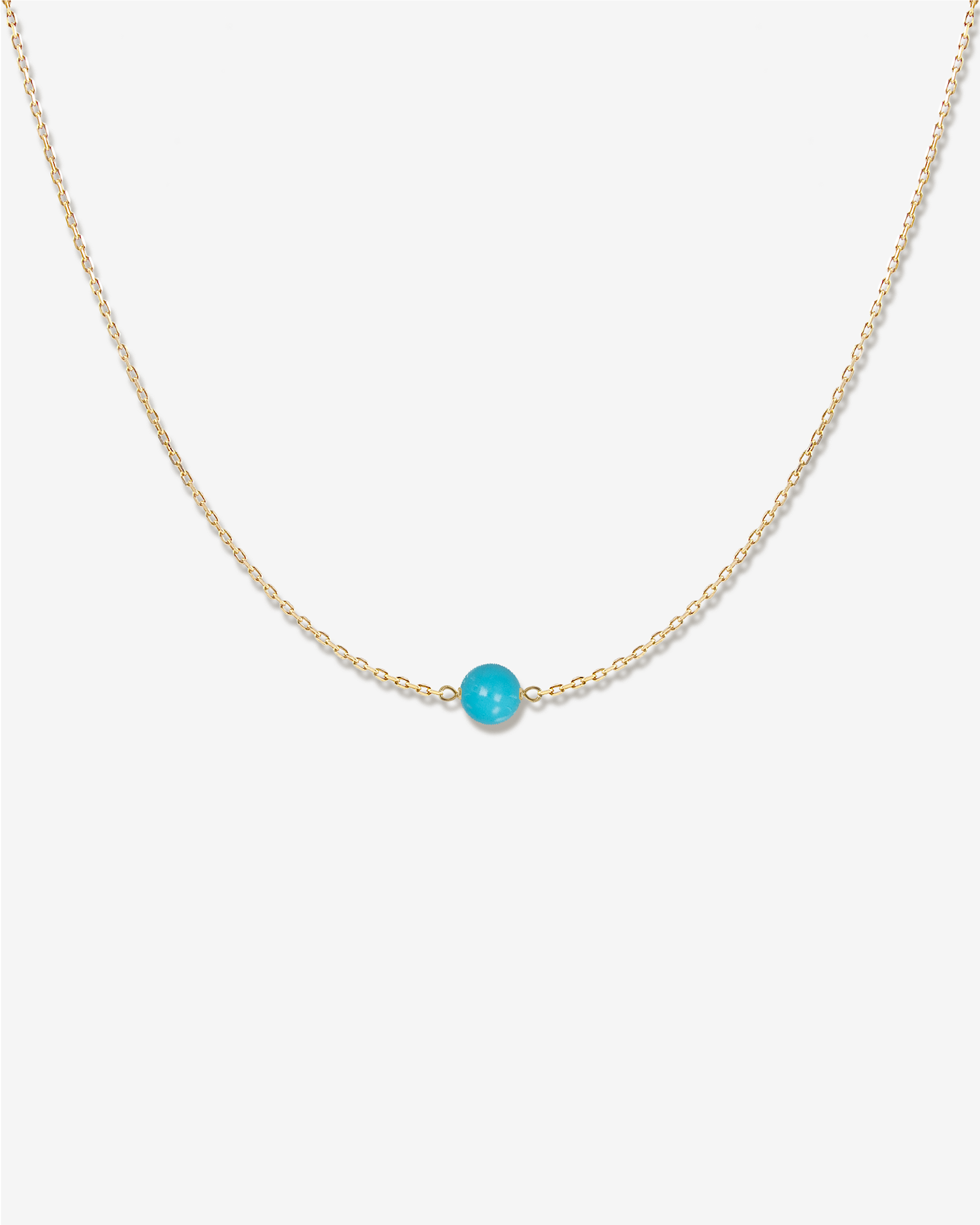 Aqua Halskette Nahaufnahme, Türkis in 14 Karat Gelbgold, KONI Design