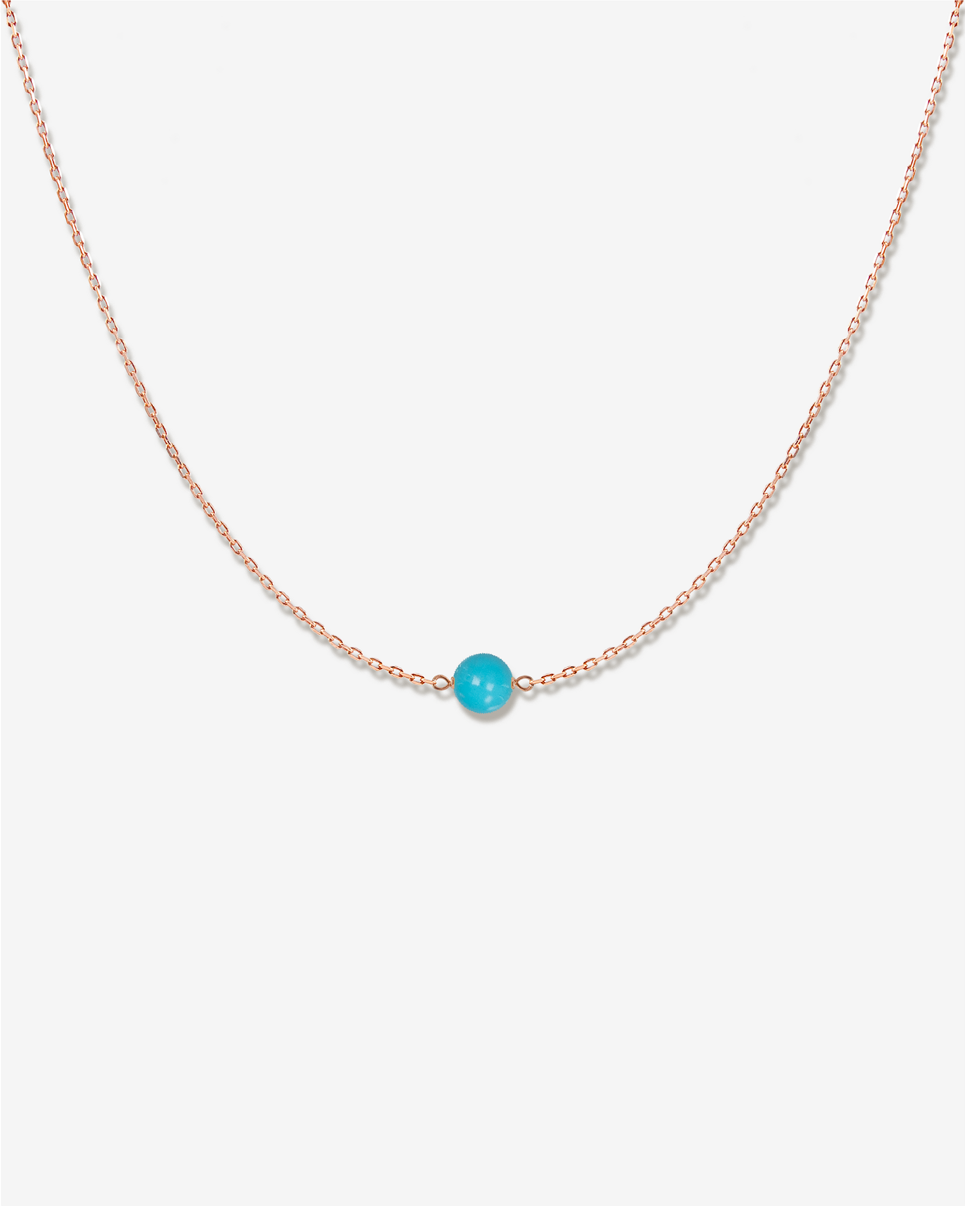 Aqua Halskette Nahaufnahme, Türkis in 14 Karat Roségold, KONI Design