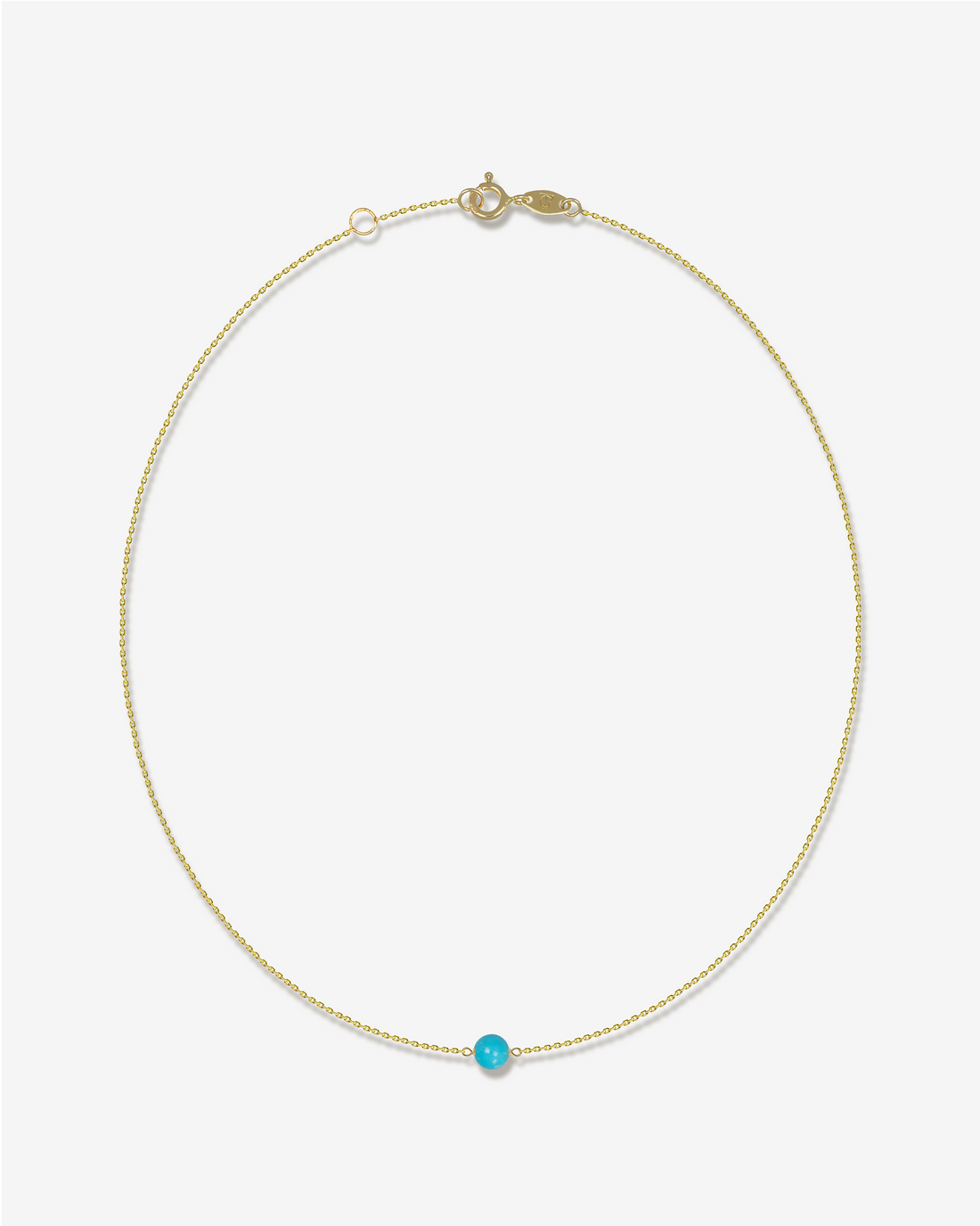 Aqua Halskette mit Amazonas Türkis in Gelbgold, KONI Design Wien
