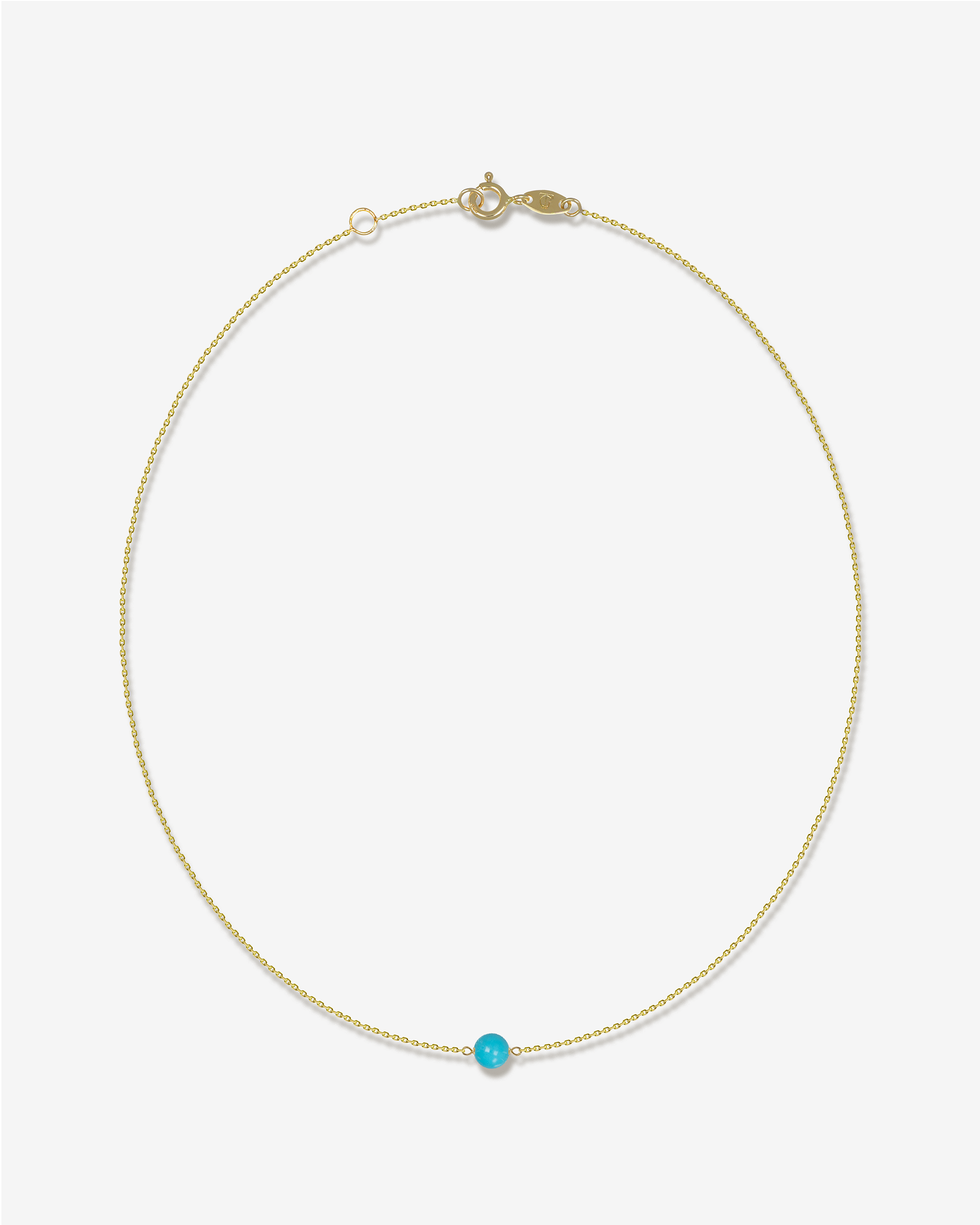 Aqua Halskette mit Amazonas Türkis in Gelbgold, KONI Design Wien