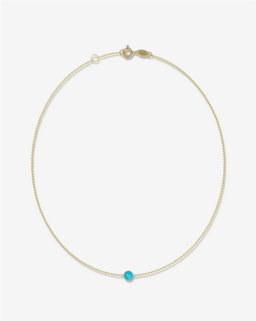 Aqua Halskette mit Amazonas Türkis in Gelbgold, KONI Design Wien
