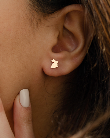 Bunny Ears - Silver stud earrings